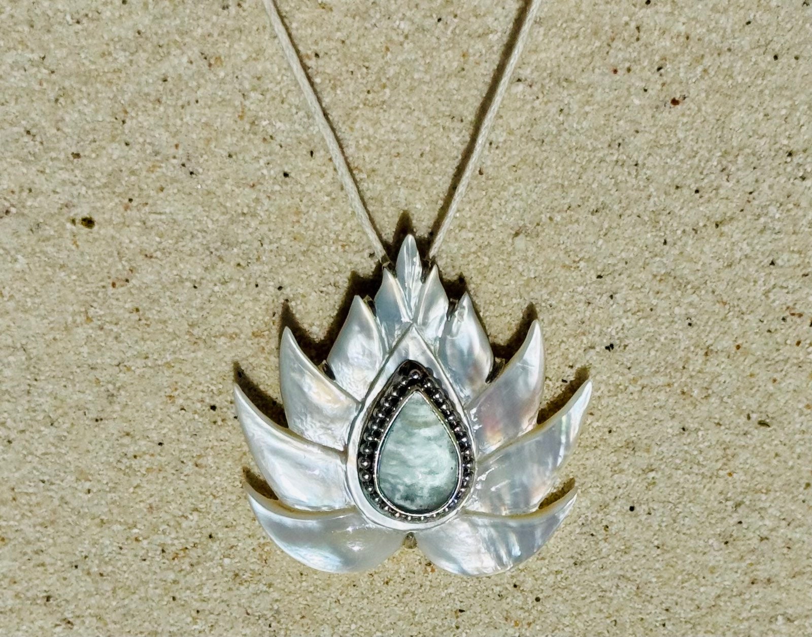 Mother of Pearl Lotus Pendant